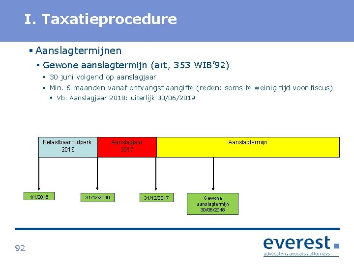 Titel I. Taxatieprocedure § Aanslagtermijnen § Gewone aanslagtermijn (art, 353 WIB’ 92) § 30