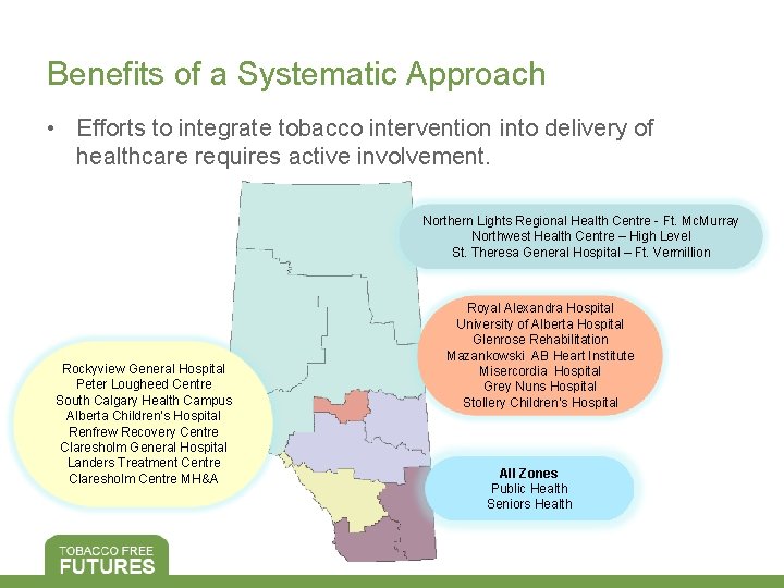 Benefits of a Systematic Approach • Efforts to integrate tobacco intervention into delivery of
