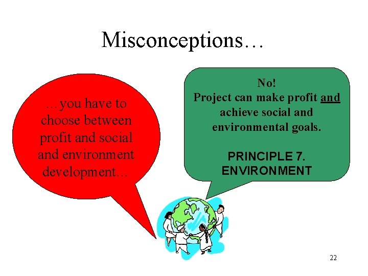 Misconceptions… …you have to choose between profit and social and environment development… No! Project