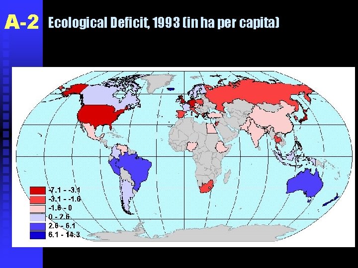 A-2 Ecological Deficit, 1993 (in ha per capita) 