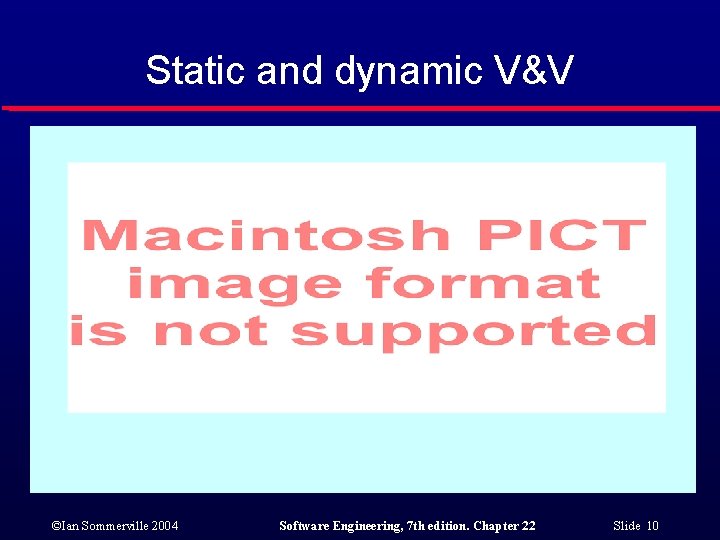 Static and dynamic V&V ©Ian Sommerville 2004 Software Engineering, 7 th edition. Chapter 22