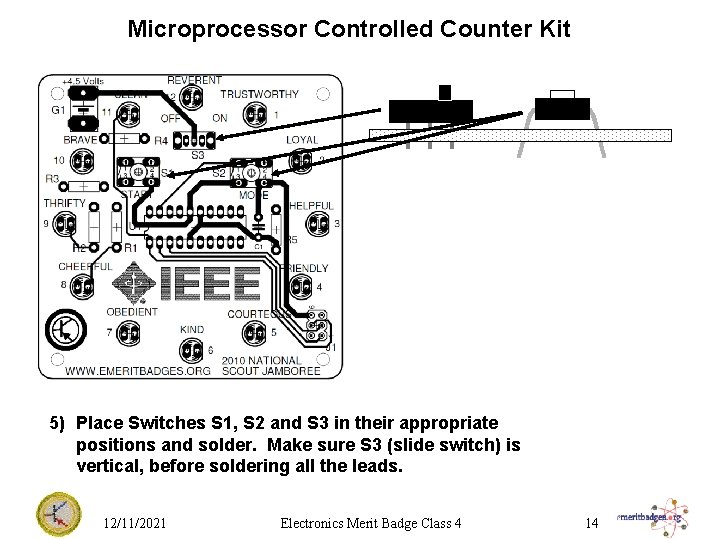 Microprocessor Controlled Counter Kit 5) Place Switches S 1, S 2 and S 3