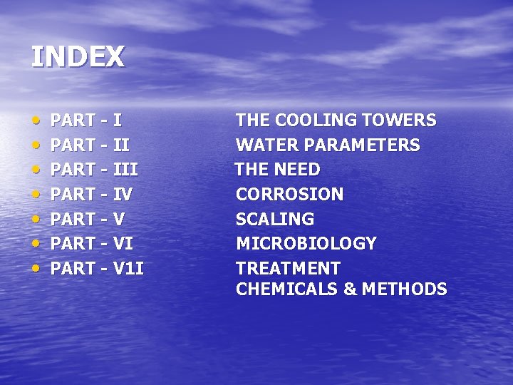 INDEX • • PART - III PART - IV PART - VI PART -