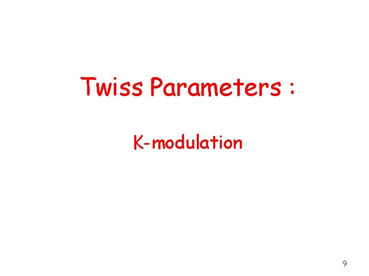 Twiss Parameters : K-modulation 9 