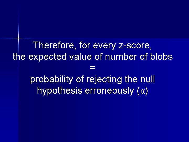 Therefore, for every z-score, the expected value of number of blobs = probability of