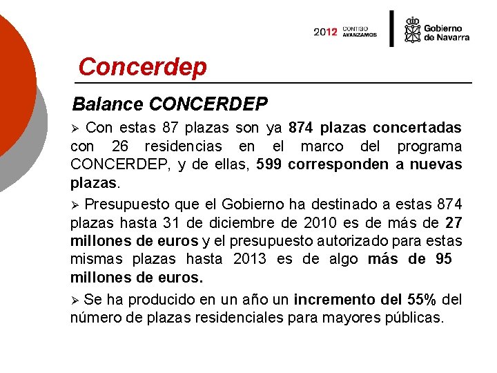 Concerdep Balance CONCERDEP Con estas 87 plazas son ya 874 plazas concertadas con 26