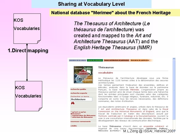 Sharing at Vocabulary Level National database "Merimee" about the French Heritage KOS Vocabularies 1.