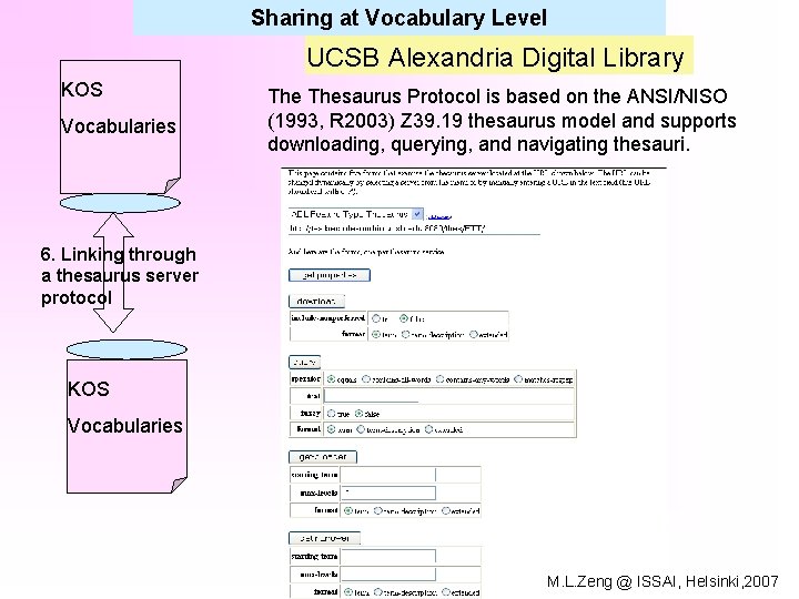 Sharing at Vocabulary Level UCSB Alexandria Digital Library KOS Vocabularies Thesaurus Protocol is based