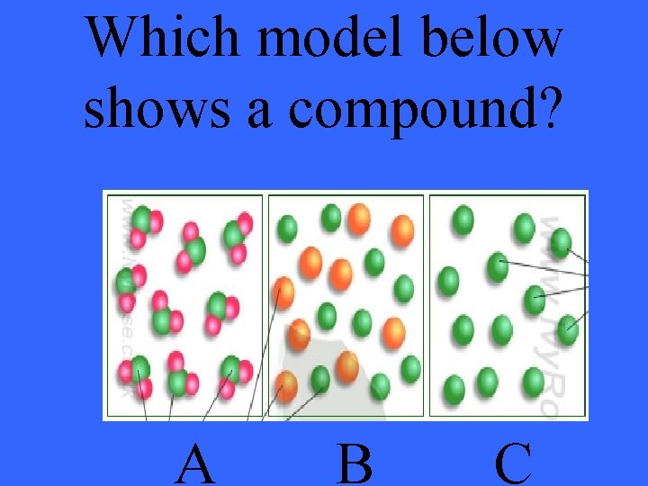 Which model below shows a compound? A B C 
