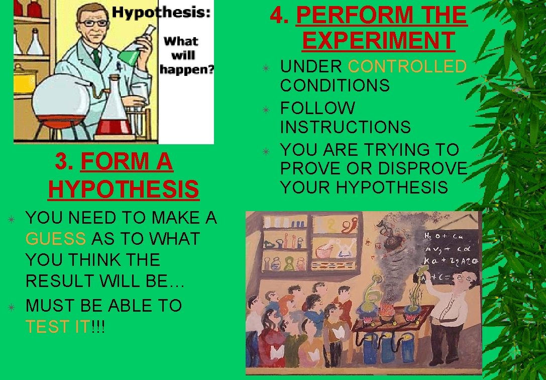 4. PERFORM THE EXPERIMENT ✴ ✴ 3. FORM A HYPOTHESIS ✴ ✴ YOU NEED