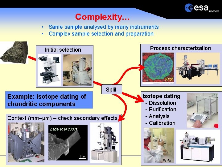 Complexity… • Same sample analysed by many instruments • Complex sample selection and preparation