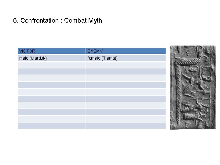 6. Confrontation : Combat Myth VICTOR ENEMY male (Marduk) female (Tiamat) 