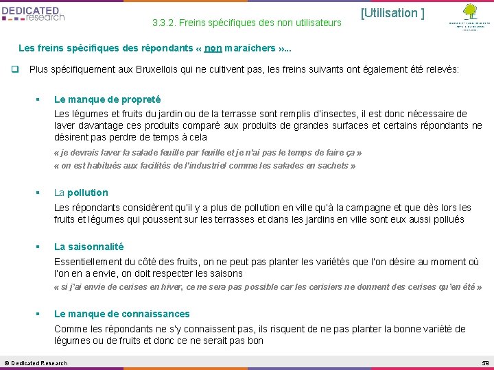 3. 3. 2. Freins spécifiques des non utilisateurs [Utilisation ] Les freins spécifiques des