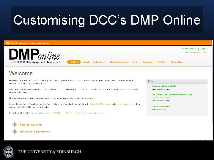 Customising DCC’s DMP Online 