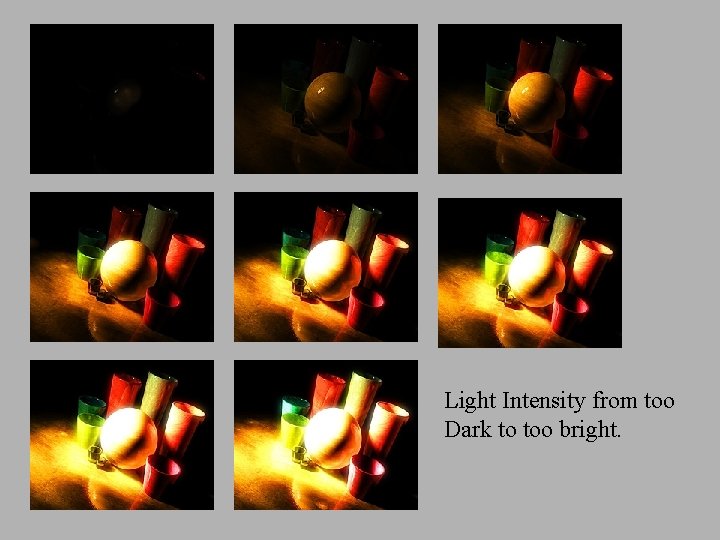 Light Intensity from too Dark to too bright. 