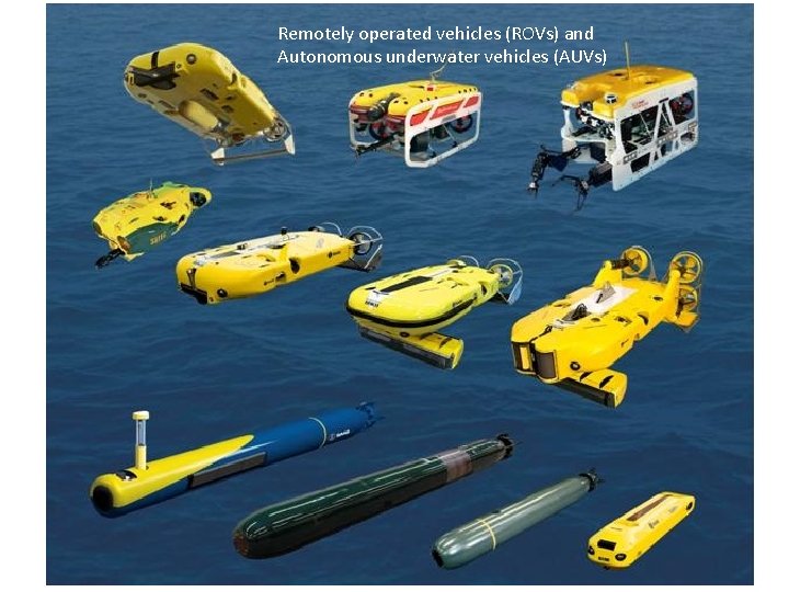 Remotely operated vehicles (ROVs) and Autonomous underwater vehicles (AUVs) Remotely operated vehicles (ROVs) and Autonomous underwater vehicles (AUVs)