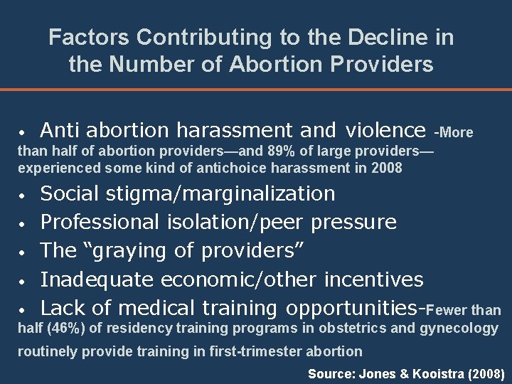 Factors Contributing to the Decline in the Number of Abortion Providers • Anti abortion