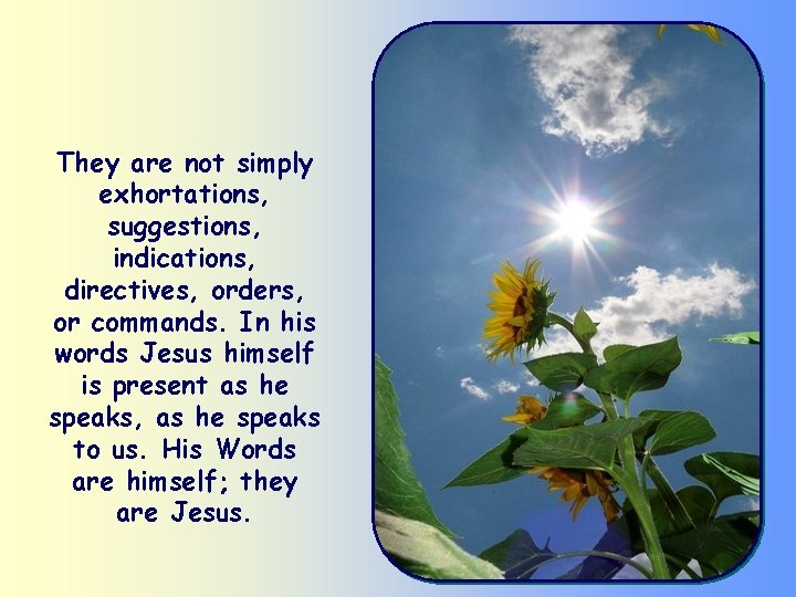 They are not simply exhortations, suggestions, indications, directives, orders, or commands. In his words