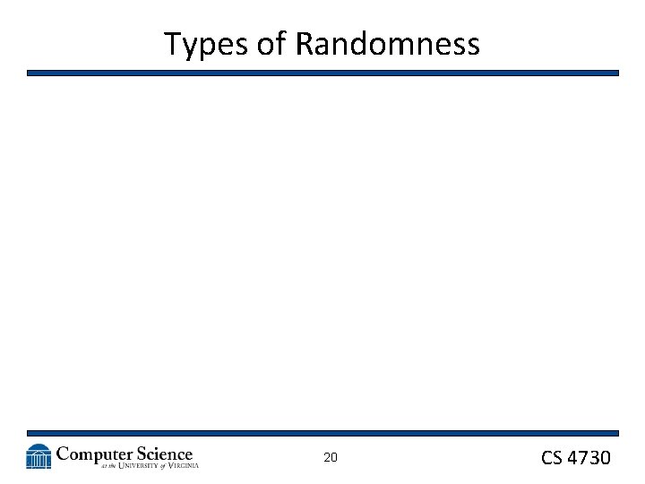 Types of Randomness 20 CS 4730 