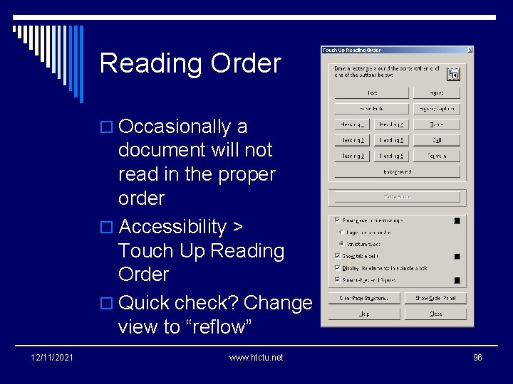 Reading Order o Occasionally a document will not read in the proper order o