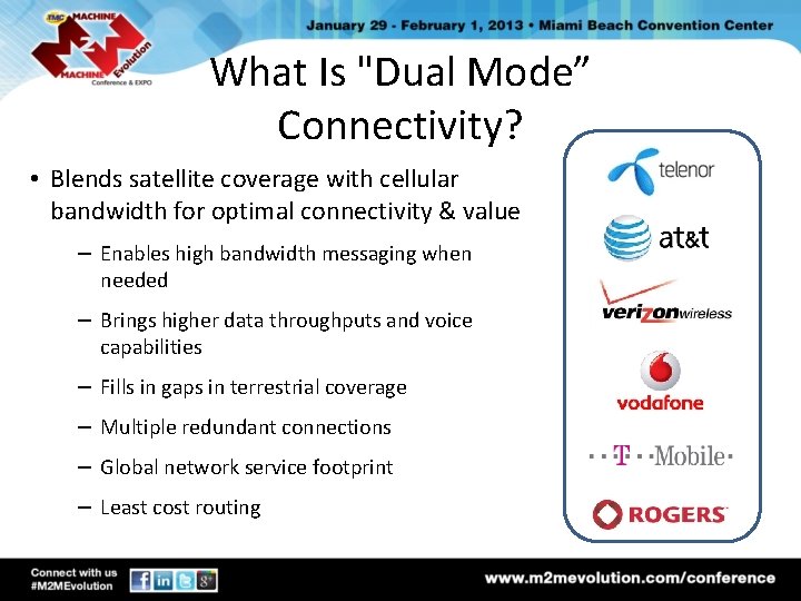 What Is "Dual Mode” Connectivity? • Blends satellite coverage with cellular bandwidth for optimal