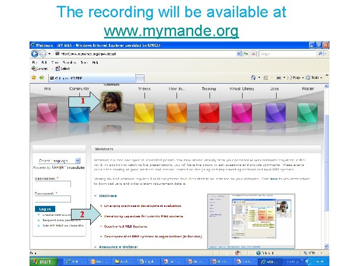 The recording will be available at www. mymande. org 1 2 