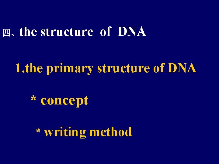 四、the structure of DNA 1. the primary structure of DNA * concept * writing