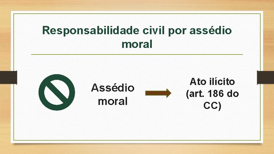 Responsabilidade civil por assédio moral Ato ilícito (art. 186 do CC) 