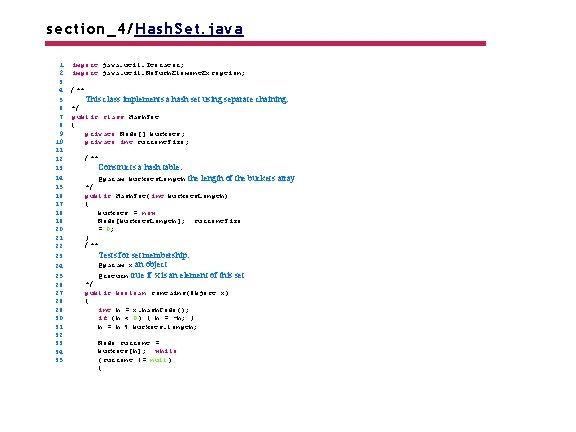 section_4/Hash. Set. java 1 2 3 4 5 6 7 8 9 10 11
