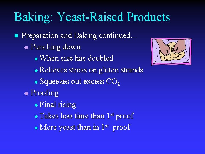 Baking: Yeast-Raised Products n Preparation and Baking continued… u Punching down t When size