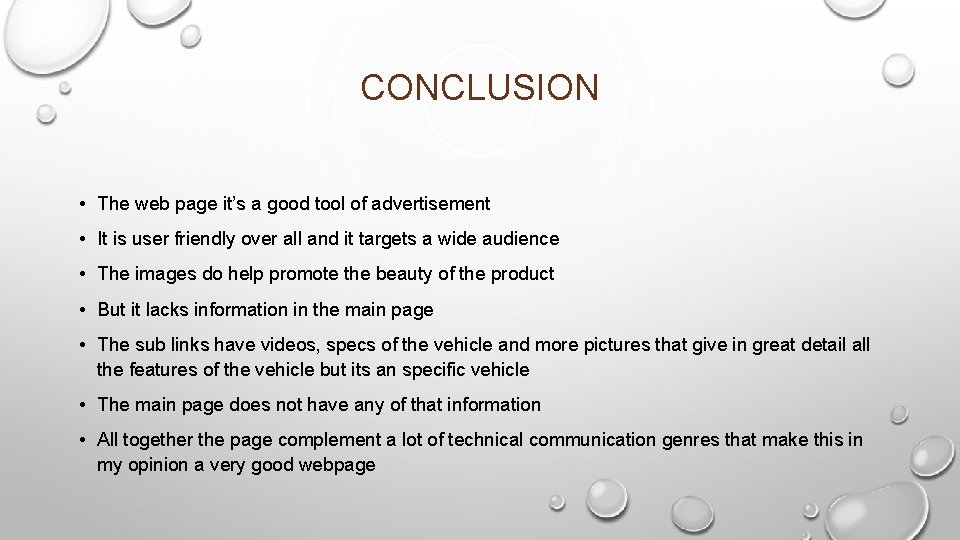 CONCLUSION • The web page it’s a good tool of advertisement • It is