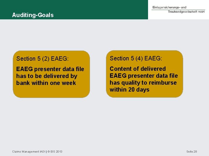 Auditing-Goals Section 5 (2) EAEG: Section 5 (4) EAEG: EAEG presenter data file has