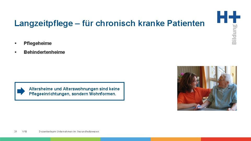 Langzeitpflege – für chronisch kranke Patienten § Pflegeheime § Behindertenheime Altersheime und Alterswohnungen sind