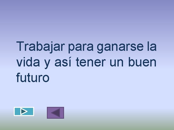 Trabajar para ganarse la vida y así tener un buen futuro 