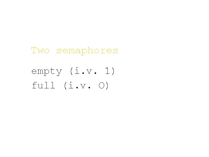 Two semaphores empty (i. v. 1) full (i. v. O) 
