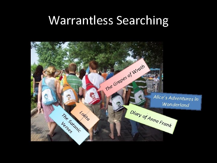 Warrantless Searching r e. G a Th Th e. S Lo l Ve at