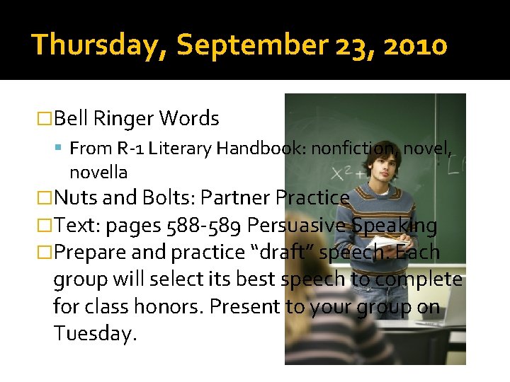 Thursday, September 23, 2010 �Bell Ringer Words From R-1 Literary Handbook: nonfiction, novel, novella