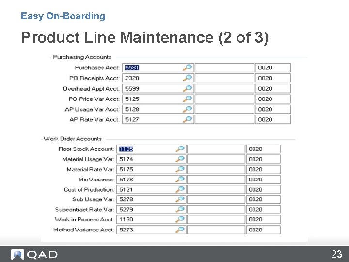 Easy On-Boarding Product Line Maintenance (2 of 3) 23 
