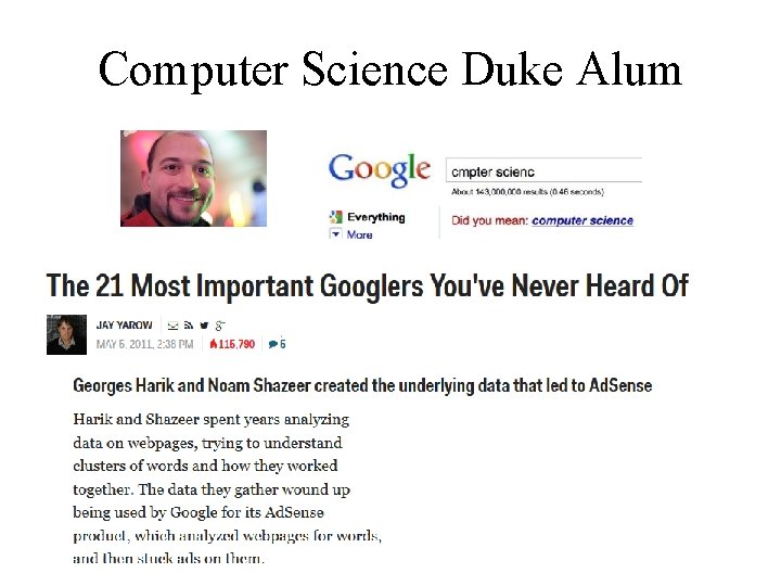 Computer Science Duke Alum compsci 101 spring 2015 