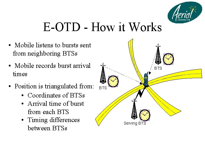E-OTD - How it Works • Mobile listens to bursts sent from neighboring BTSs