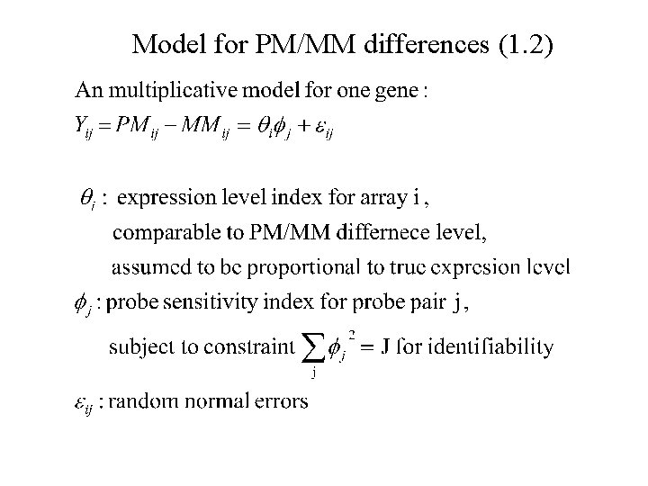 Model for PM/MM differences (1. 2) 