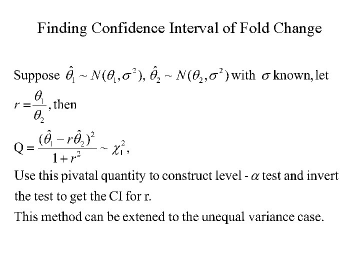 Finding Confidence Interval of Fold Change 