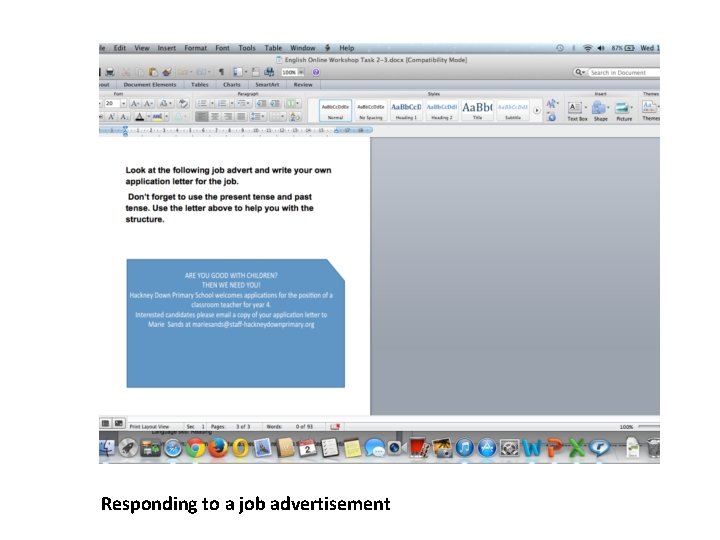 Responding to a job advertisement 