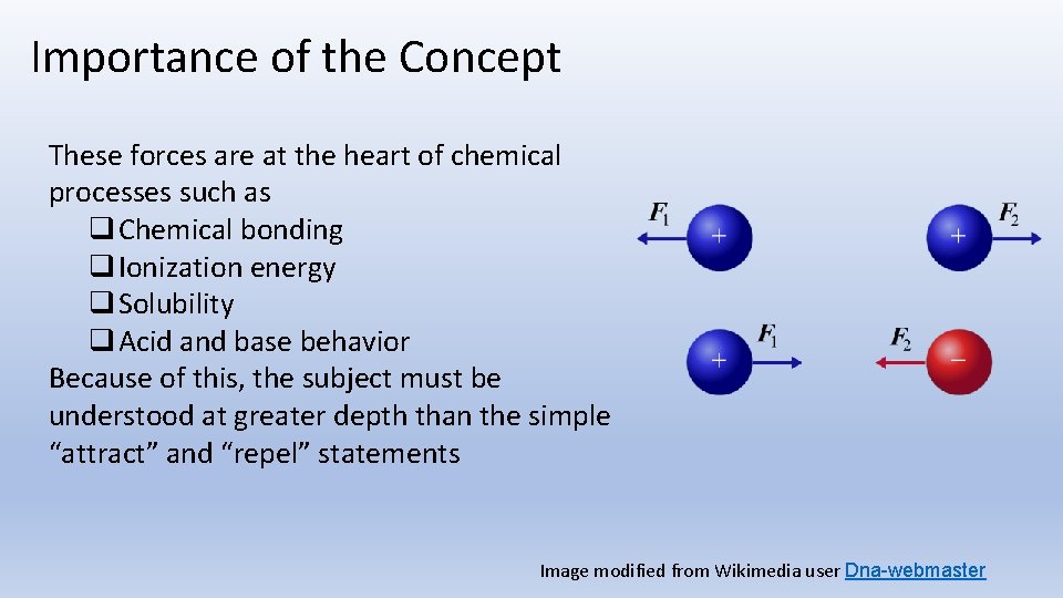 Importance of the Concept These forces are at the heart of chemical processes such