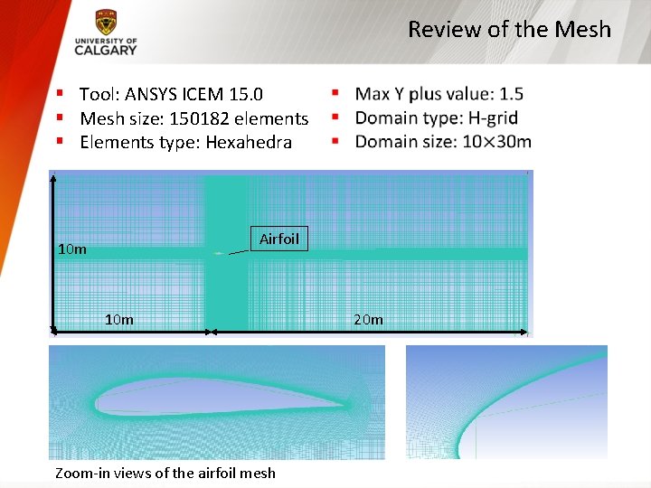Review of the Mesh § Tool: ANSYS ICEM 15. 0 § Mesh size: 150182
