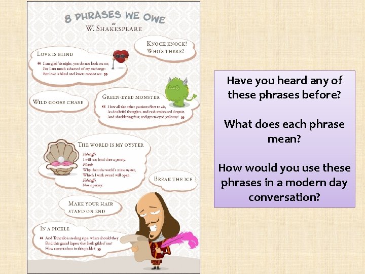 Have you heard any of these phrases before? What does each phrase mean? How