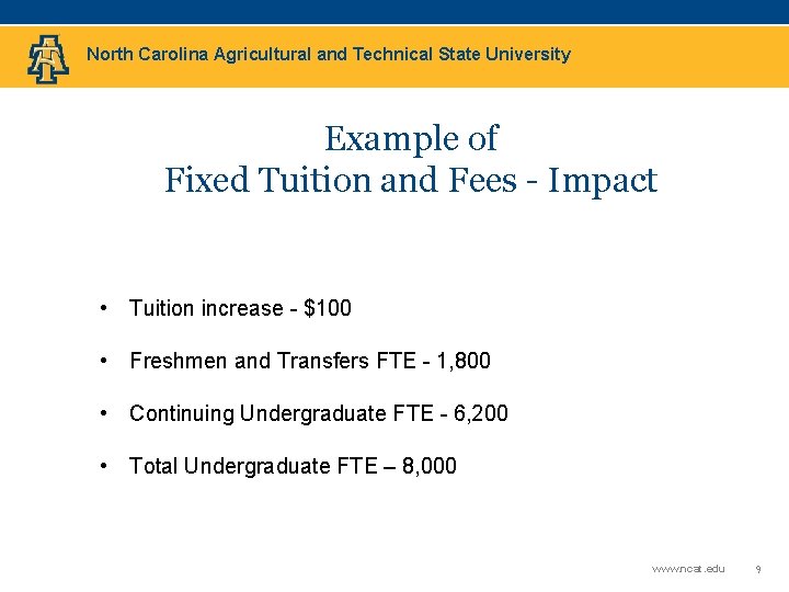 North Carolina Agricultural and Technical State University Example of Fixed Tuition and Fees -