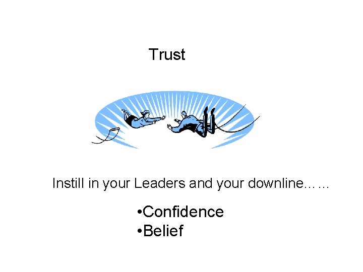 Trust Instill in your Leaders and your downline…… • Confidence • Belief 