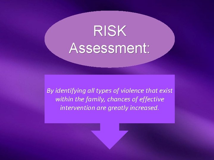 RISK Assessment: By identifying all types of violence that exist within the family, chances