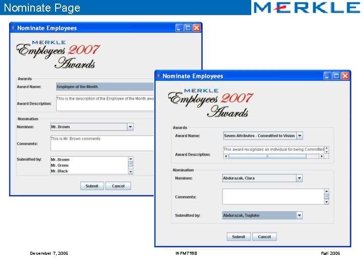 Nominate Page December 7, 2006 INFM 718 B Fall 2006 